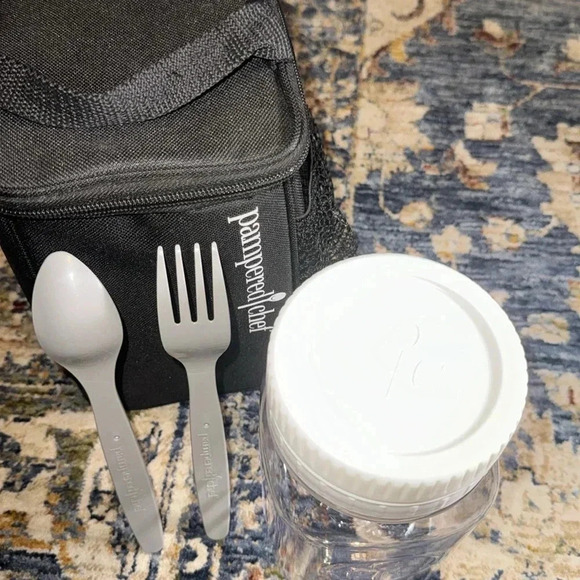 4 Piece Pampered Chef Make & Take Mason Jar Lunch Set Fork/Spoon Insulated Bag - Picture 5 of 16